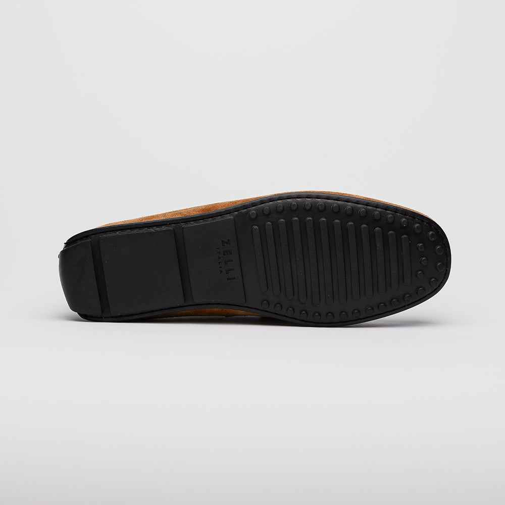 31-160-CGN MONZA Sueded Calfskin with Crocodile Driver, Cognac Zelli Italia