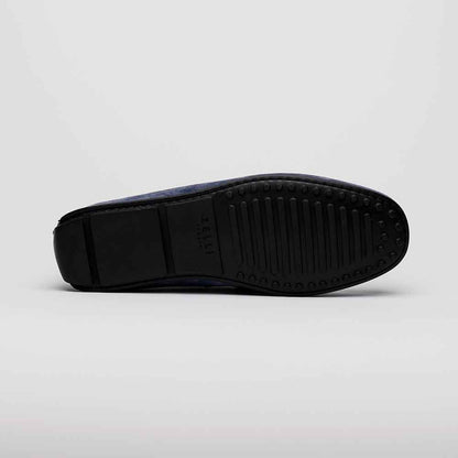 31-160-NVY MONZA Sueded Calfskin with Crocodile Driver, Navy