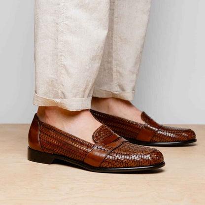 15-585-CGN NICOLA Italian Calfskin Basketweave, Cognac