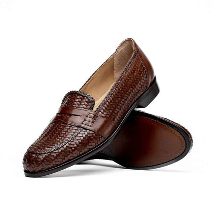 15-585-BRN NICOLA Italian Calfskin Basketweave, Dark  Brown Zelli Italia
