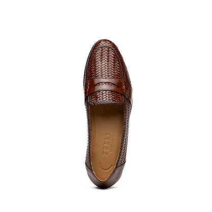 15-585-BRN NICOLA Italian Calfskin Basketweave, Dark  Brown Zelli Italia
