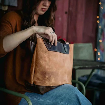 The Naomi Leather Tote Bag - Saddle Tan Bull Sheath Leather