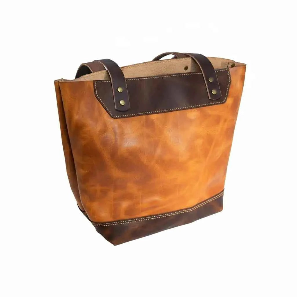 The Naomi Leather Tote Bag - Saddle Tan Bull Sheath Leather