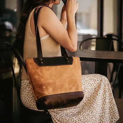 The Naomi Leather Tote Bag - Saddle Tan Bull Sheath Leather