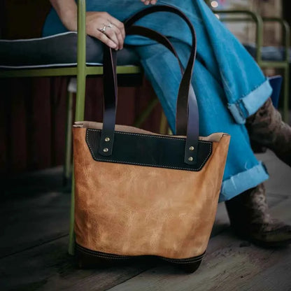 The Naomi Leather Tote Bag - Saddle Tan Bull Sheath Leather