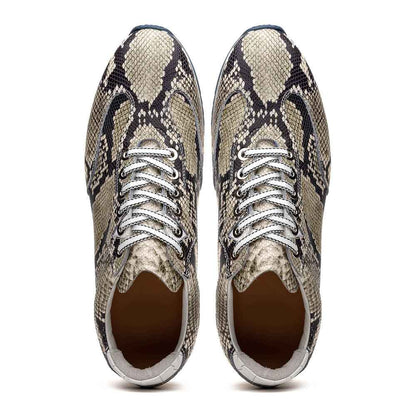 65-215-WHT PERI Python Embossed Italian Calfskin Sneakers Black / White