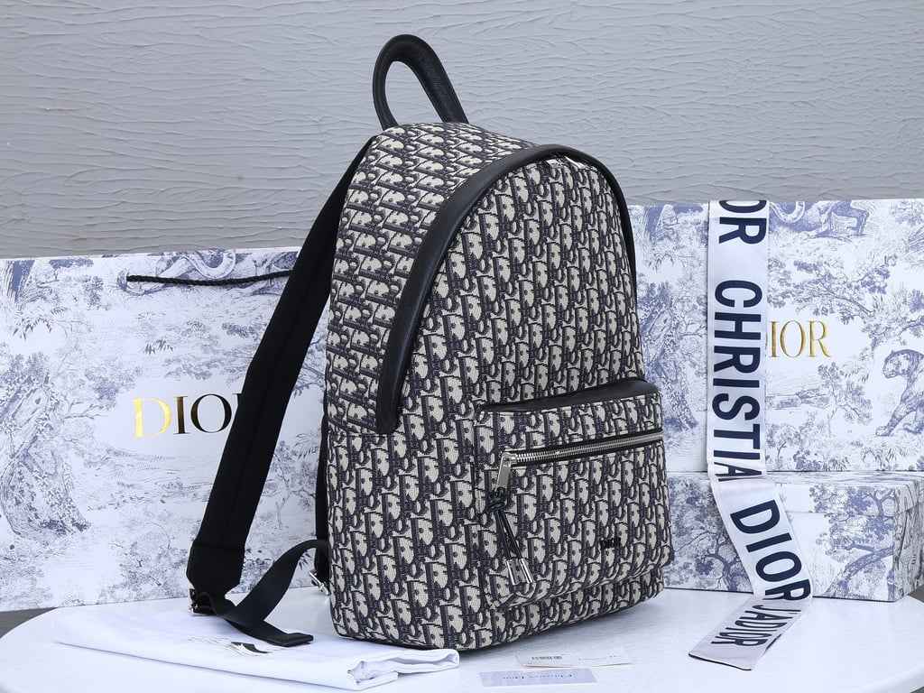 DIR BEIGE AND BLACK 40CM RIDER OBLIQUE JACQUARD BACKPACK