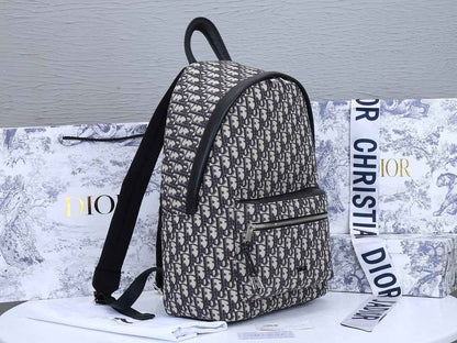 DIR BEIGE AND BLACK 40CM RIDER OBLIQUE JACQUARD BACKPACK