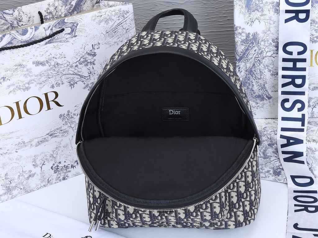 DIR BEIGE AND BLACK 38CM RIDER BACKPACK OBLIQUE JACQUARD