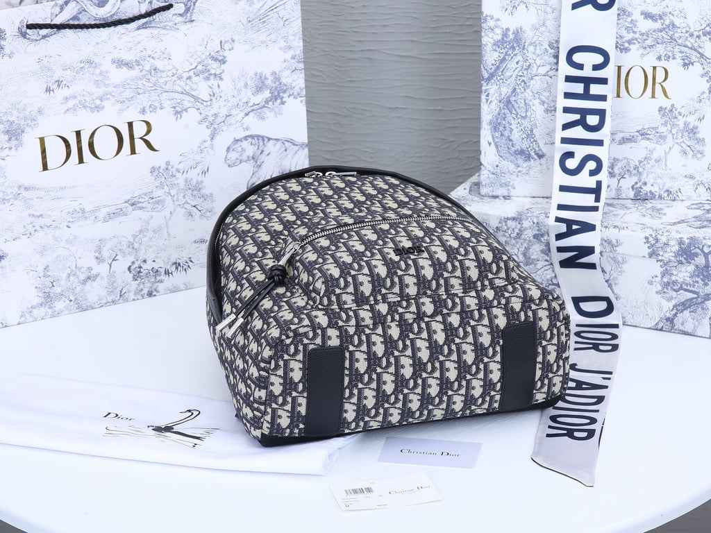 DIR BEIGE AND BLACK 38CM RIDER BACKPACK OBLIQUE JACQUARD