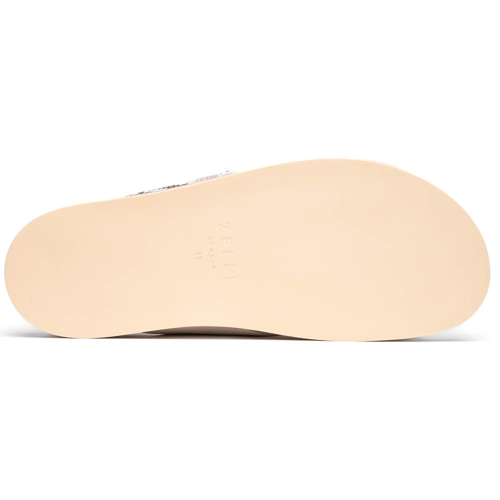 06-105-TPE RENA Italian Goatskin Suede Python Embossed Slide Taupe Zelli Italia