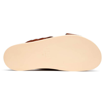 06-101-CGN RENA Italian Goatskin Suede Croc Embossed Slide Cognac Zelli Italia