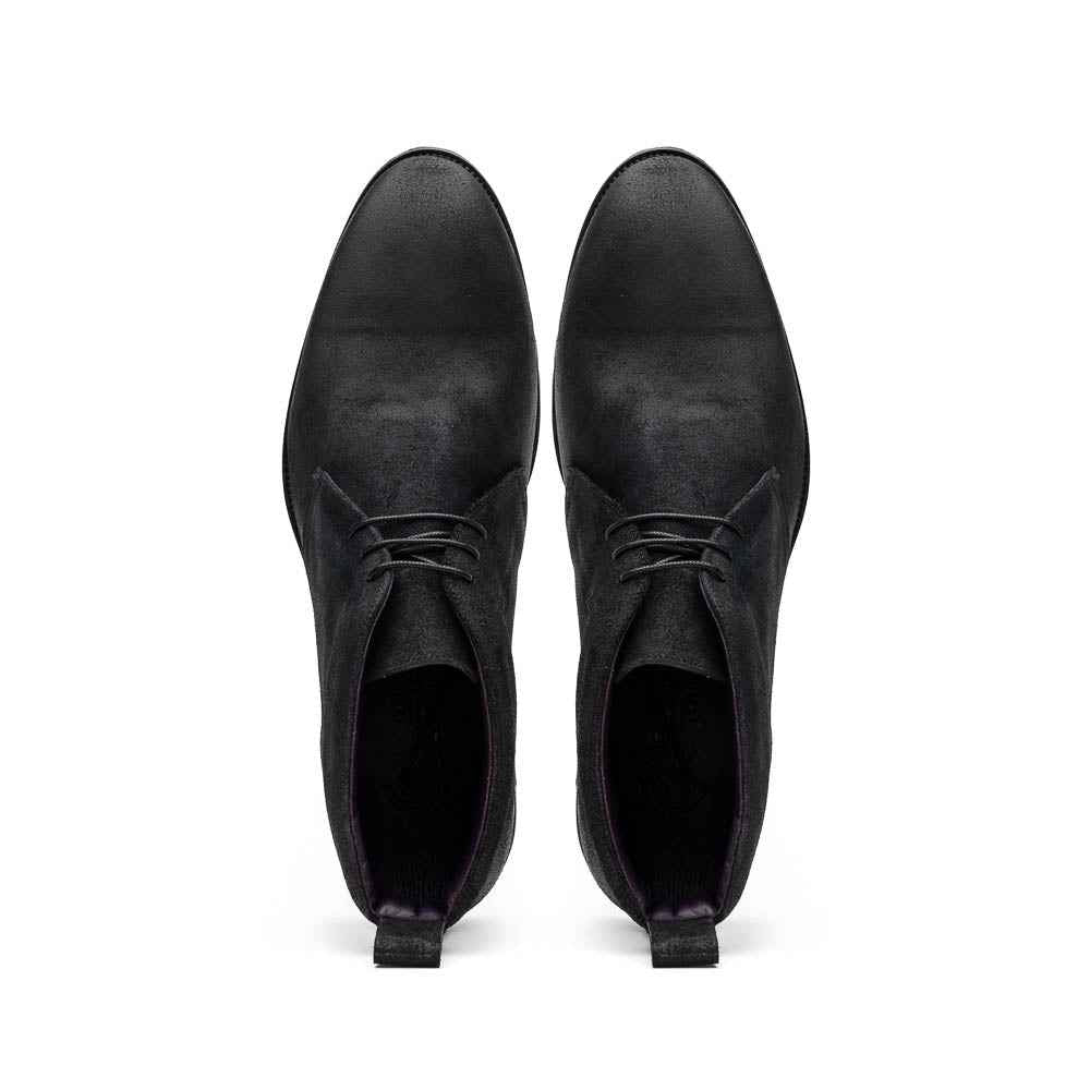 46-602-BLK REZZA Suede Calfskin Chukka Boot Black Zelli Italia