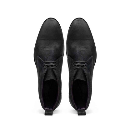 46-602-BLK REZZA Suede Calfskin Chukka Boot Black Zelli Italia