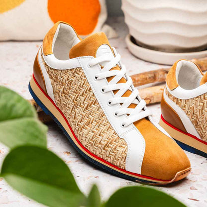 65-375-BRN RIPI Calfskin Hand Weave Sneaker Brown Zelli Italia