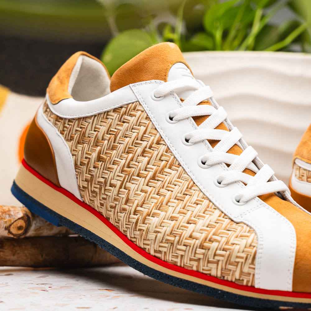 65-375-BRN RIPI Calfskin Hand Weave Sneaker Brown Zelli Italia