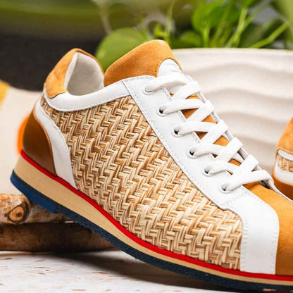 65-375-BRN RIPI Calfskin Hand Weave Sneaker Brown Zelli Italia