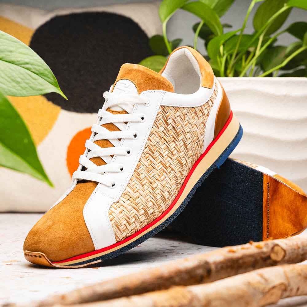 65-375-BRN RIPI Calfskin Hand Weave Sneaker Brown Zelli Italia