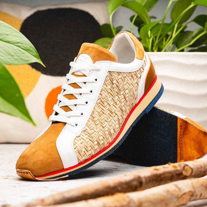 65-375-BRN RIPI Calfskin Hand Weave Sneaker Brown Zelli Italia
