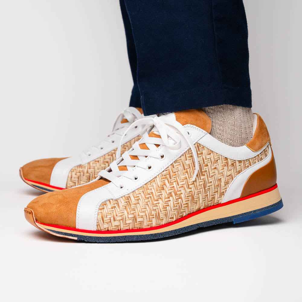 65-375-BRN RIPI Calfskin Hand Weave Sneaker Brown Zelli Italia