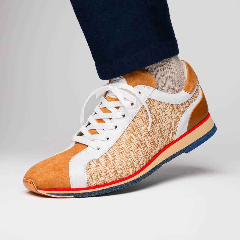 65-375-BRN RIPI Calfskin Hand Weave Sneaker Brown Zelli Italia