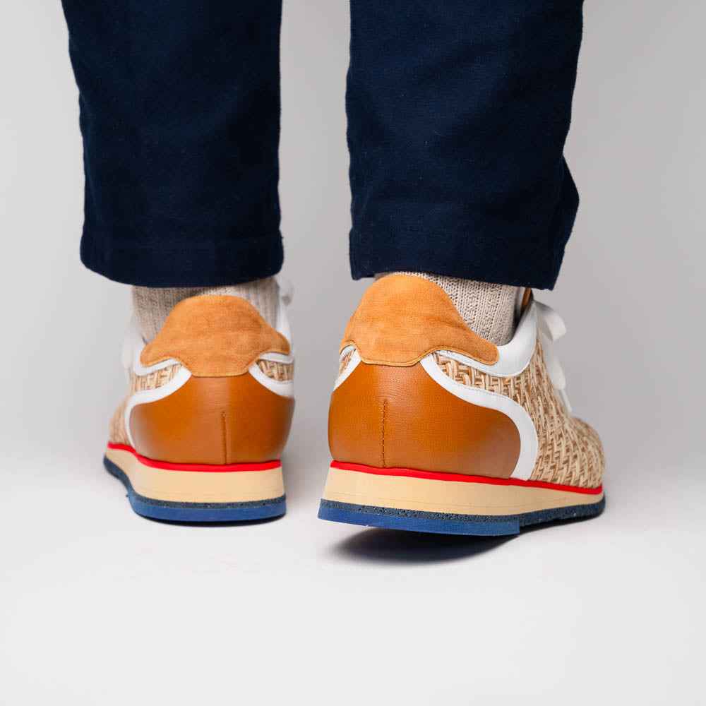 65-375-BRN RIPI Calfskin Hand Weave Sneaker Brown Zelli Italia
