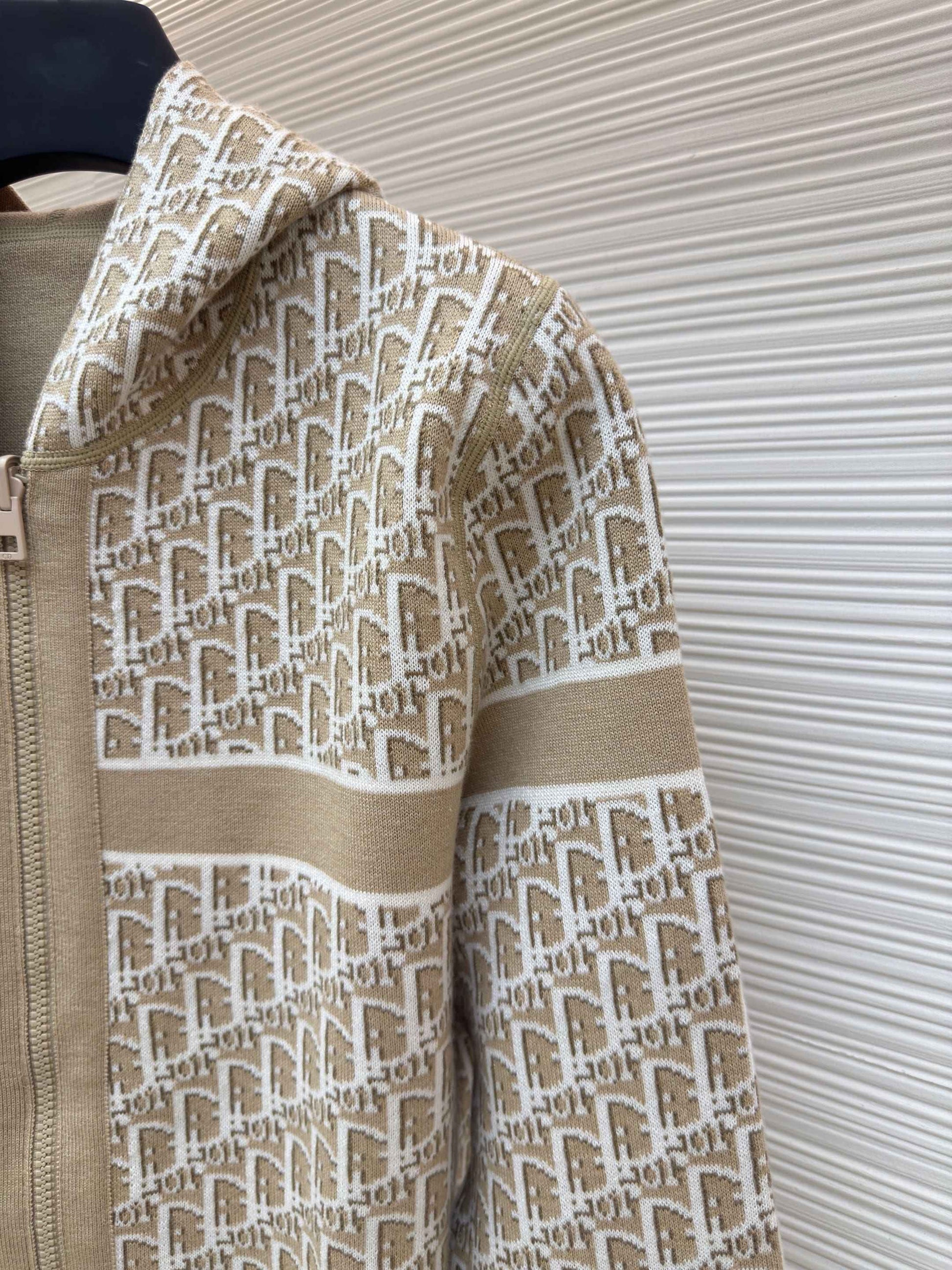 Dior Oblique Beige Reversible Zipped Cardigan with Hood