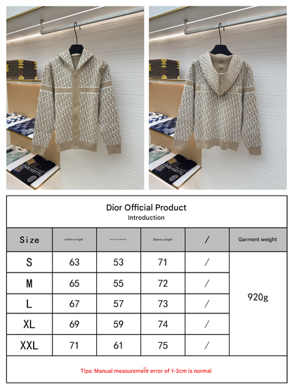 Dior Oblique Beige Reversible Zipped Cardigan with Hood