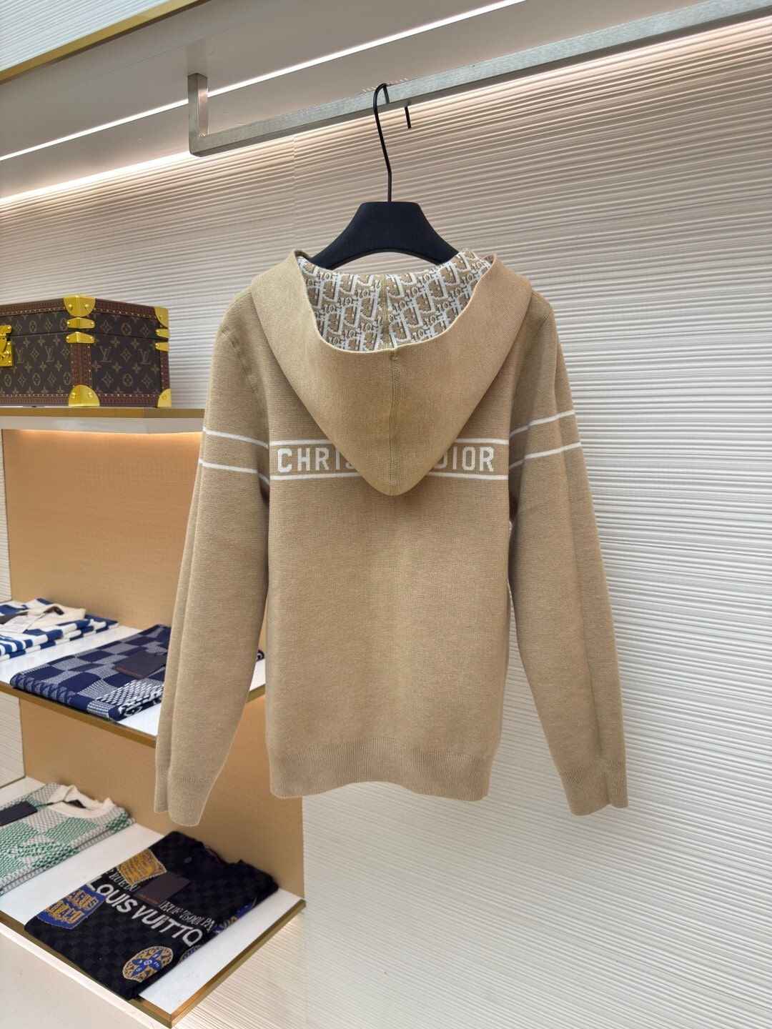 Dior Oblique Beige Reversible Zipped Cardigan with Hood