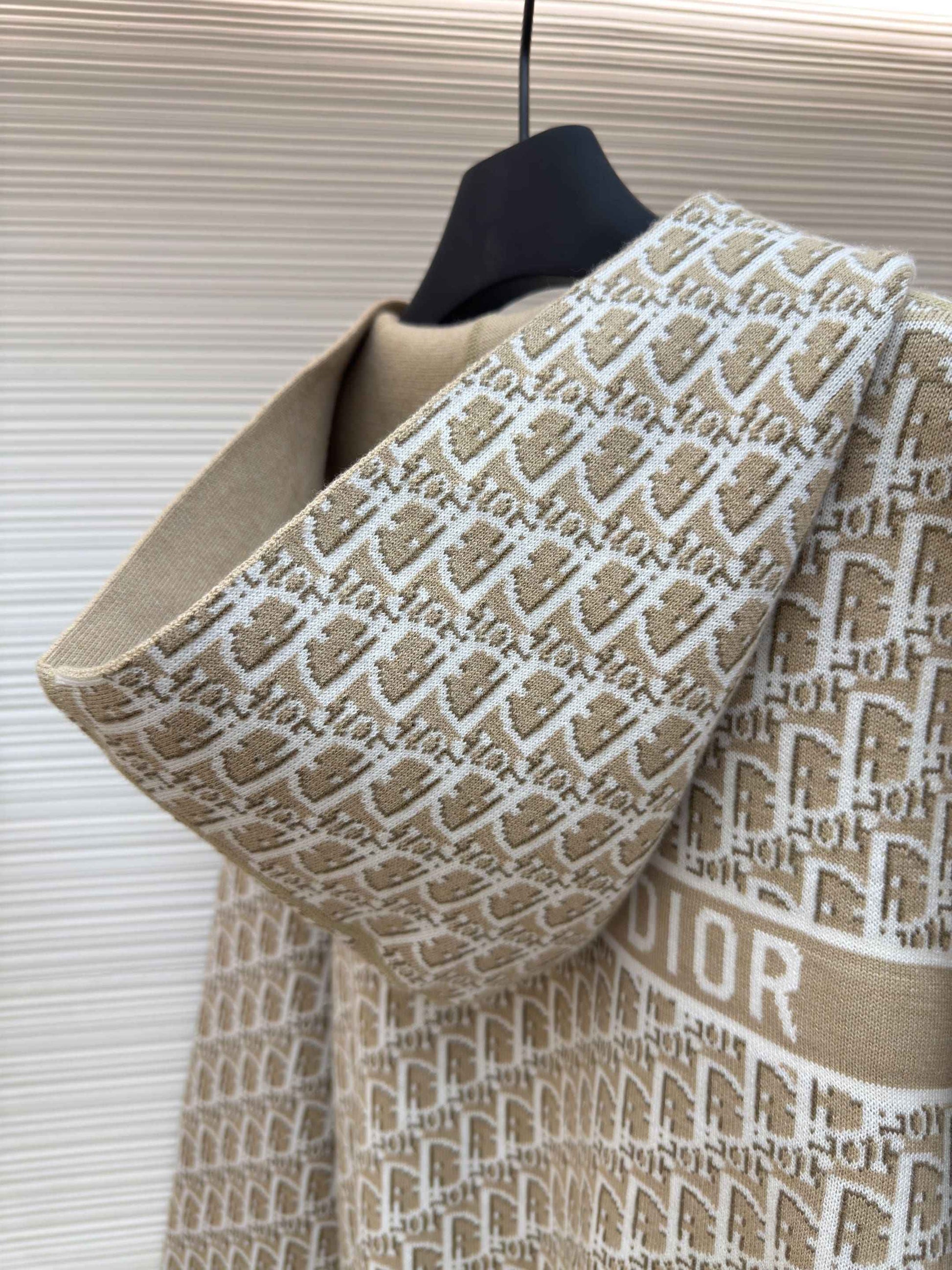 Dior Oblique Beige Reversible Zipped Cardigan with Hood