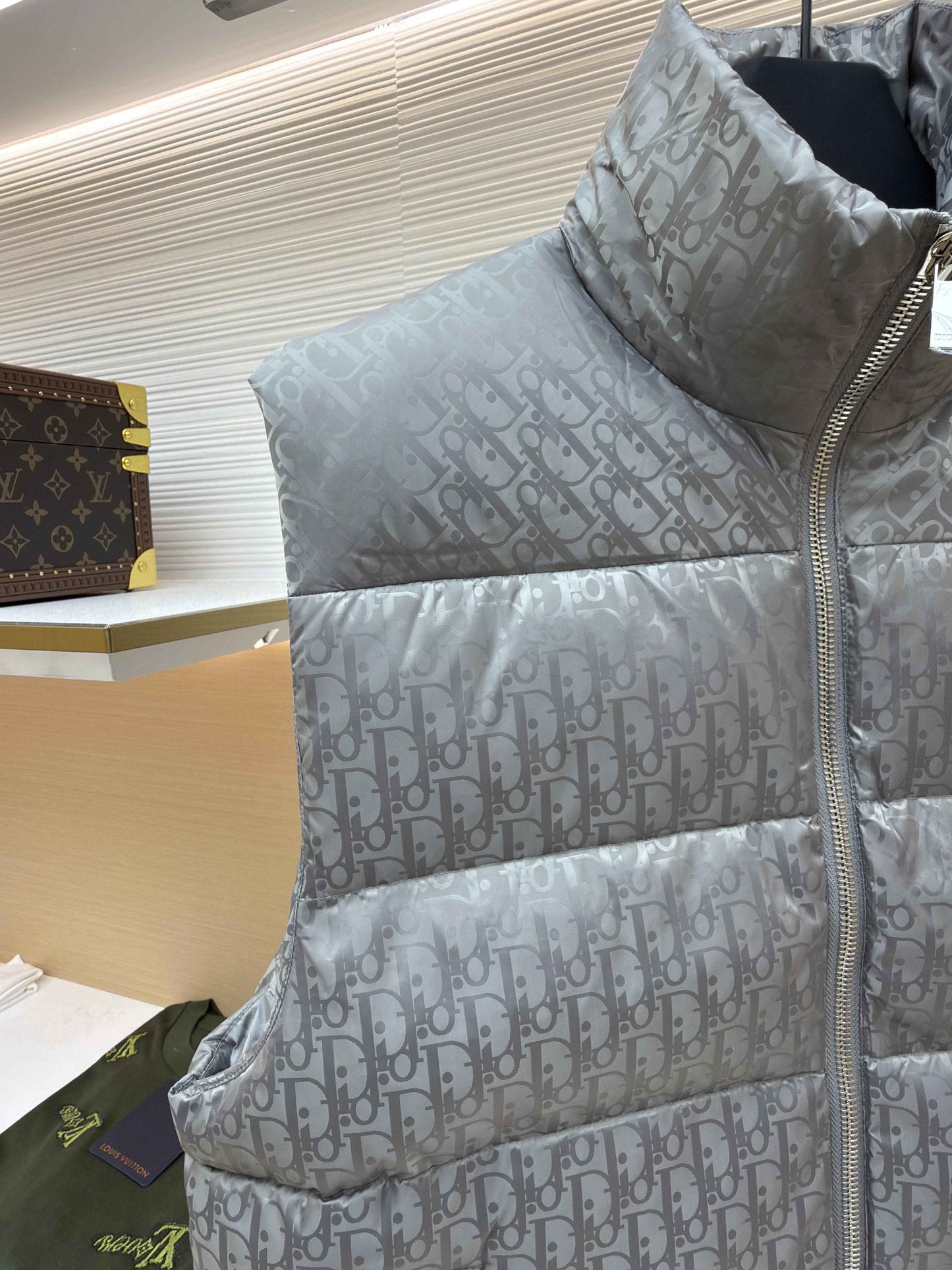 Dior Oblique Grey Technical Jacquard Down Vest