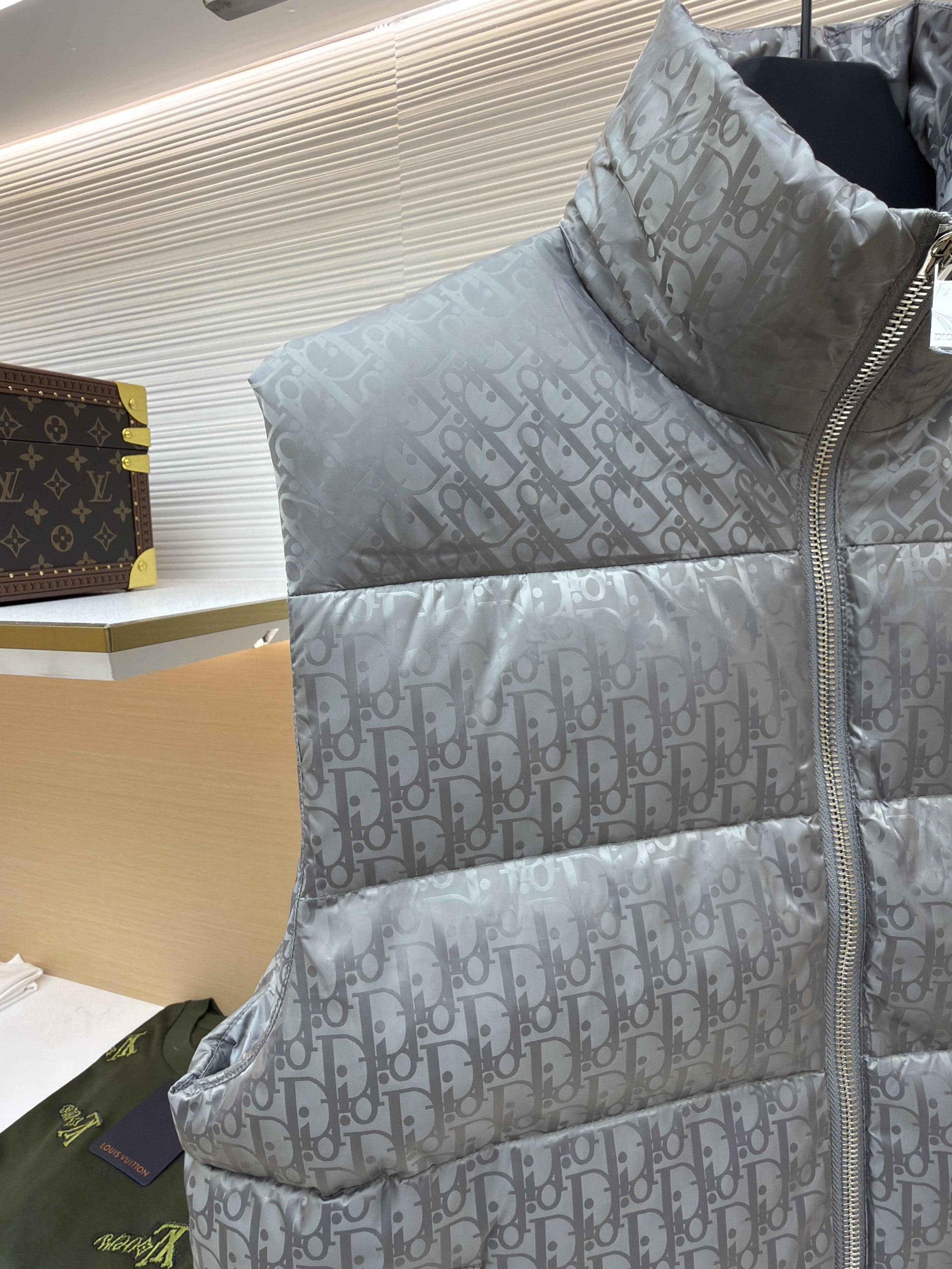 Dior Oblique Grey Technical Jacquard Down Vest