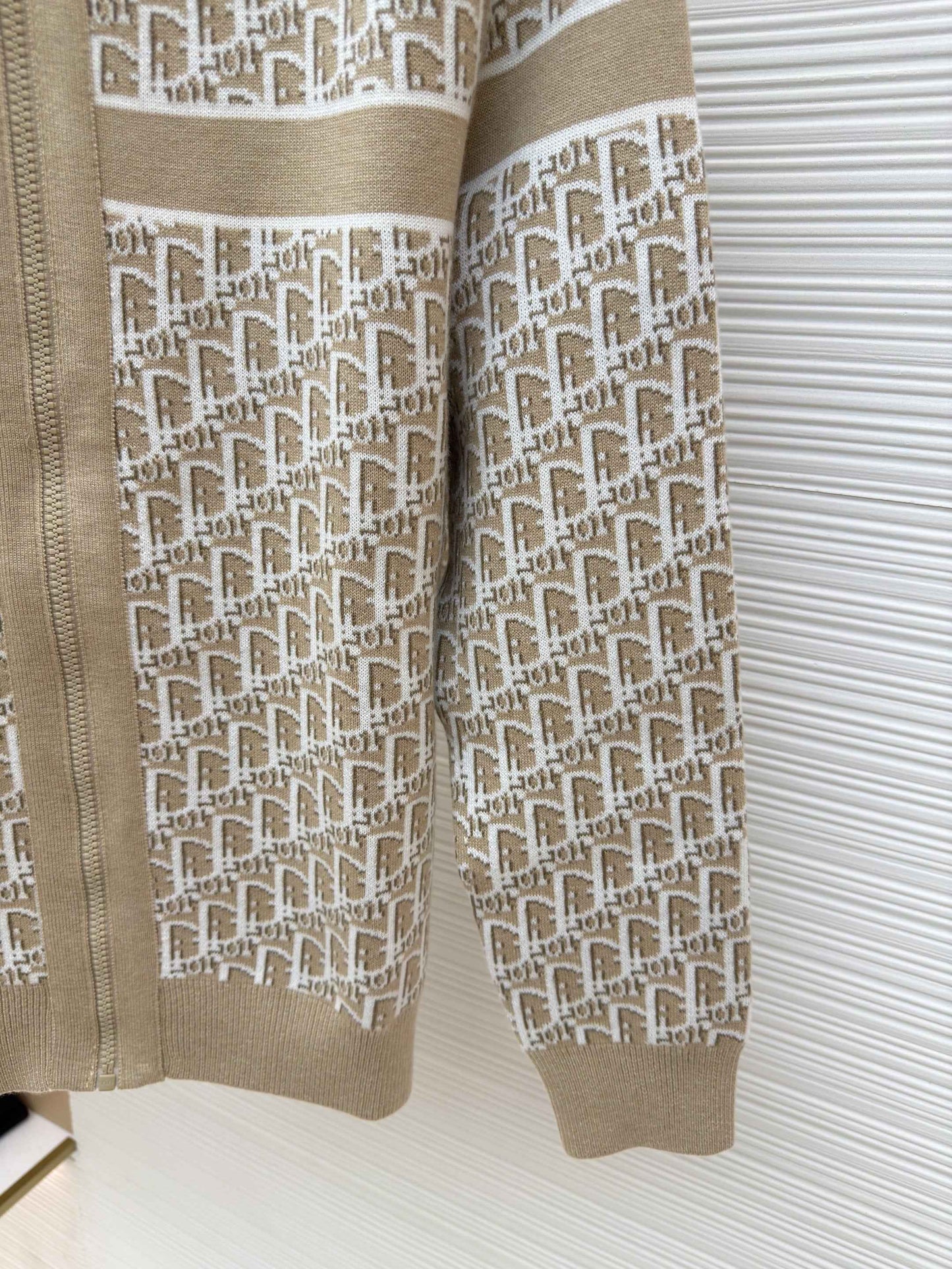 Dior Oblique Beige Reversible Zipped Cardigan with Hood