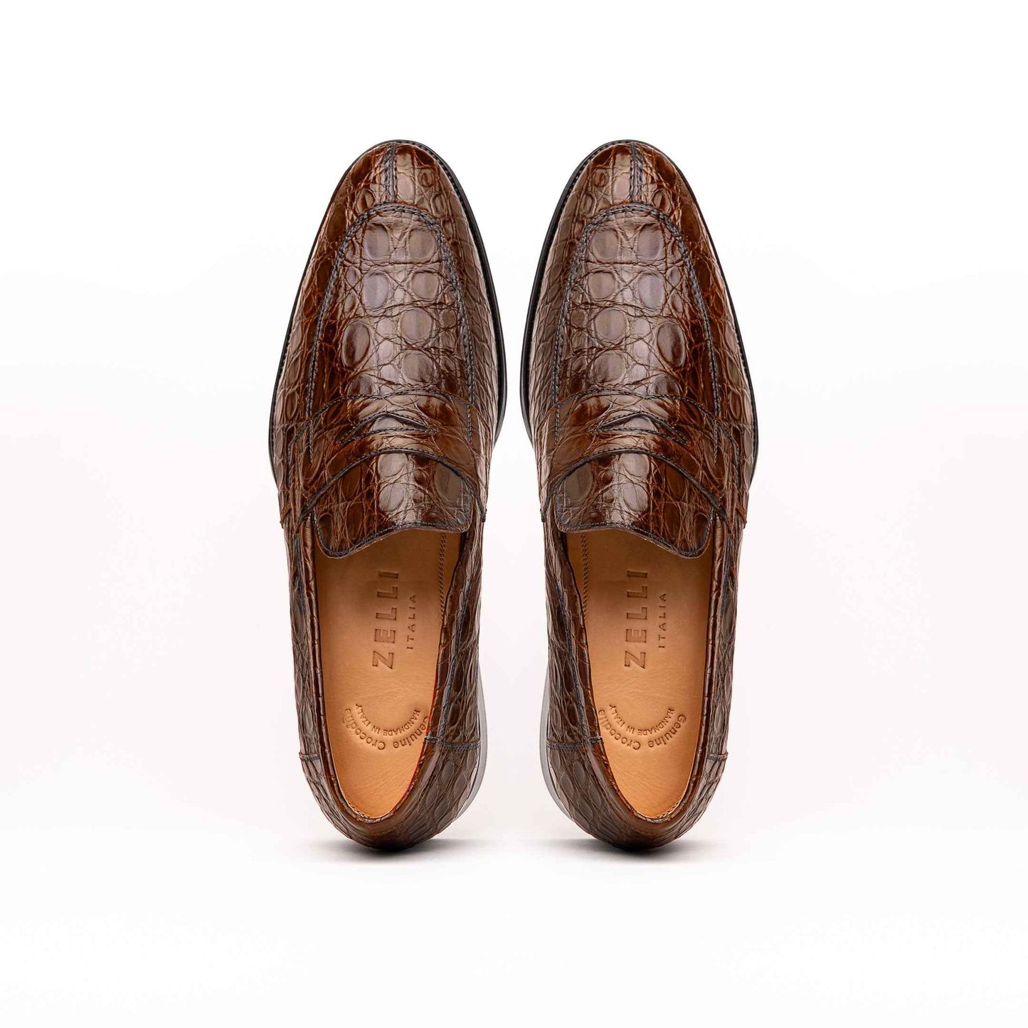 11-201-CGM ROMA Crocodile Penny Loafer, Cognac