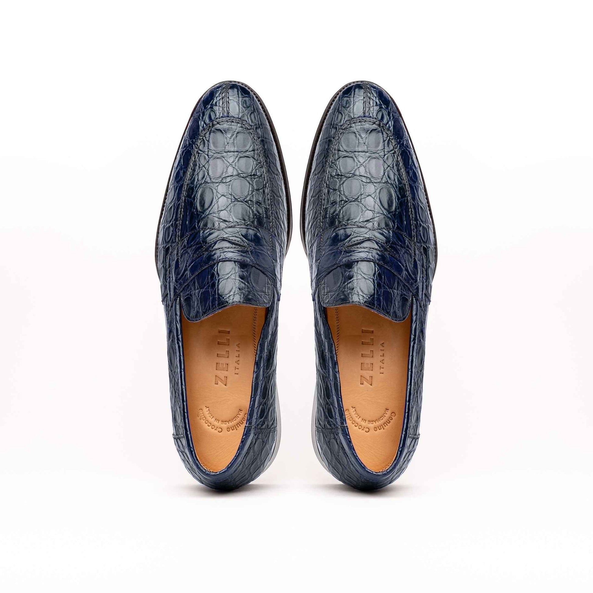 11-201-NVY ROMA Crocodile Penny Loafer, Navy