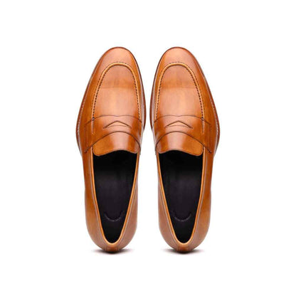 15-400-CML ROMA Hand Burnished Calfskin Penny Loafer Camel