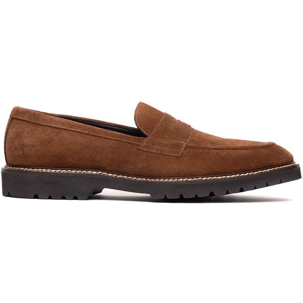 16-657-TOB ROMA Italian Suede Penny Loafers Tobacco Zelli Italia
