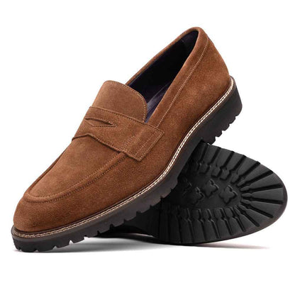 16-657-TOB ROMA Italian Suede Penny Loafers Tobacco Zelli Italia