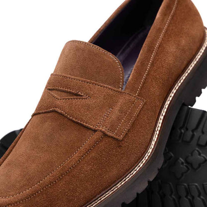 16-657-TOB ROMA Italian Suede Penny Loafers Tobacco Zelli Italia