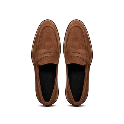 16-657-TOB ROMA Italian Suede Penny Loafers Tobacco Zelli Italia