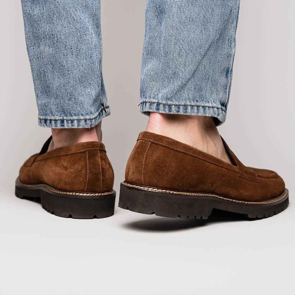 16-657-TOB ROMA Italian Suede Penny Loafers Tobacco Zelli Italia