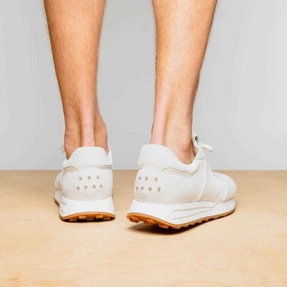 66-265-WHT ROXI Suede & Calfskin Sneaker, White Zelli Italia