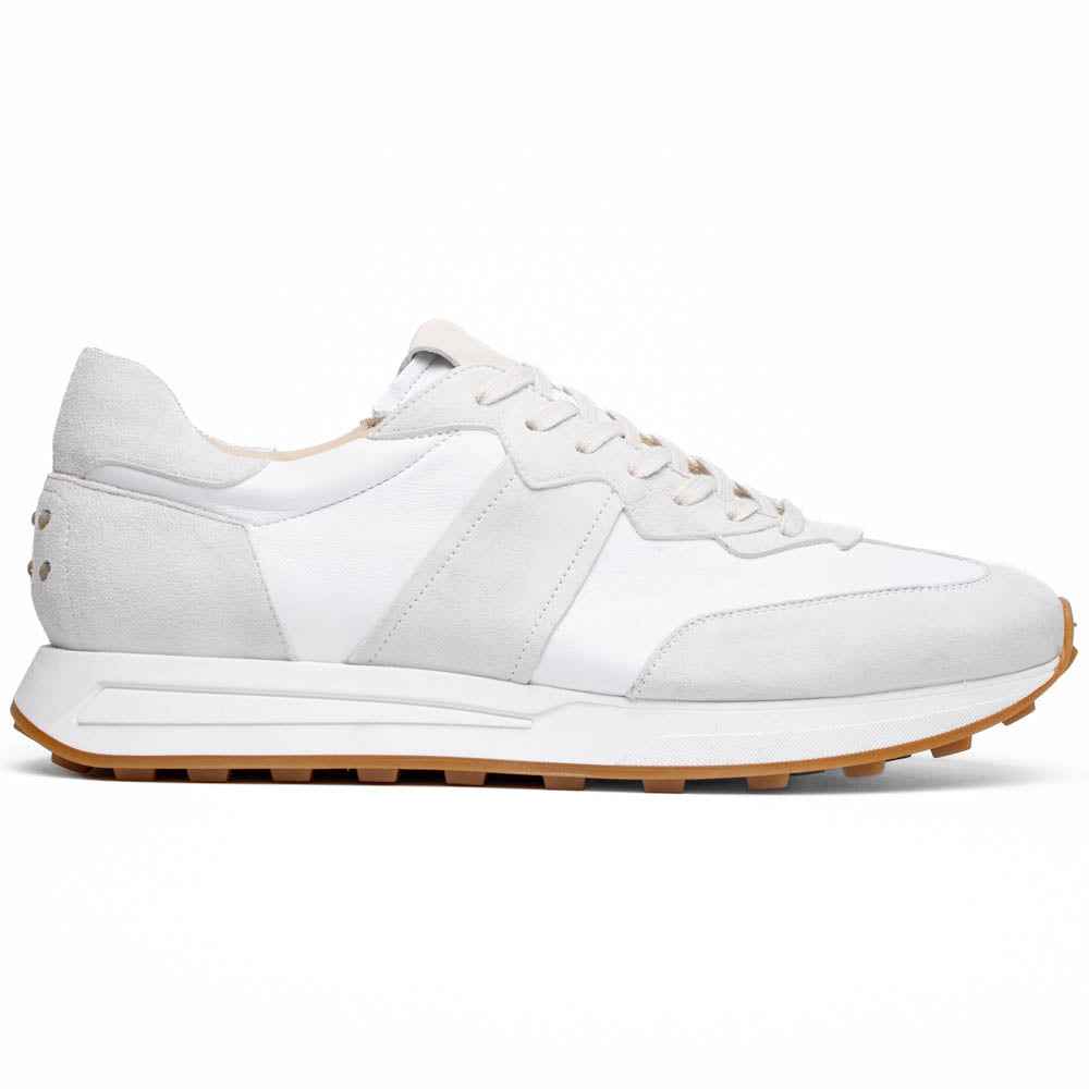 66-265-WHT ROXI Suede & Calfskin Sneaker, White Zelli Italia