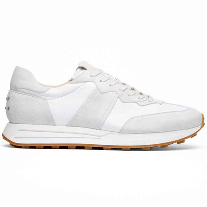 66-265-WHT ROXI Suede & Calfskin Sneaker, White Zelli Italia
