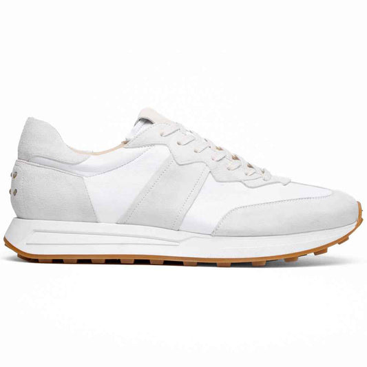 66-265-WHT ROXI Suede & Calfskin Sneaker, White Zelli Italia