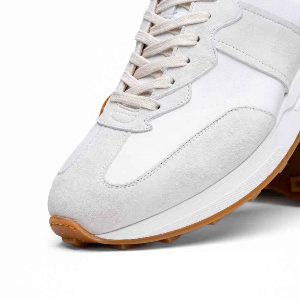 66-265-WHT ROXI Suede & Calfskin Sneaker, White Zelli Italia