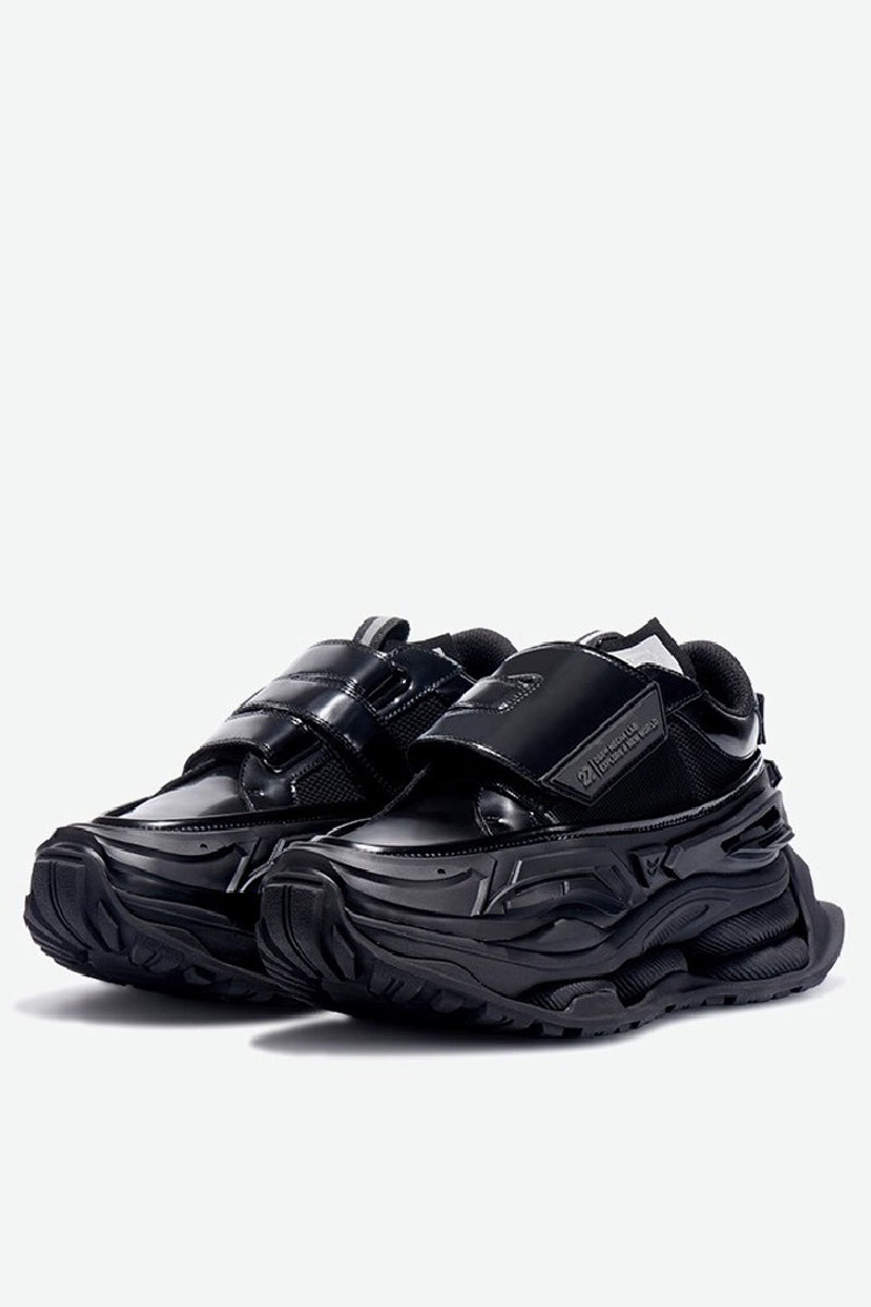 Triple Black Velcro Platform Chunky Sneakers - Wolvess