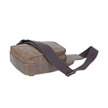 Crazy Horse Leather Sling Bag Small Version – Brown Full-Grain Crossbody for Men MiamiLeathers.com