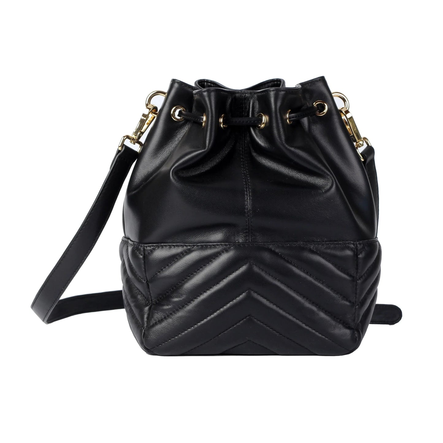 Soft Lambskin Bucket Bag – Striped Embroidery Design MiamiLeathers.com