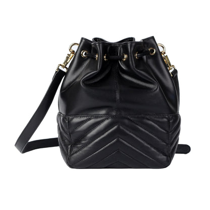 Soft Lambskin Bucket Bag – Striped Embroidery Design MiamiLeathers.com